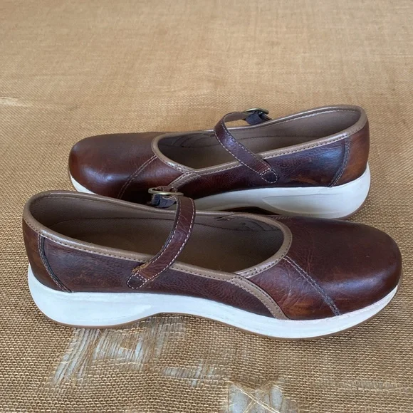 Dansko Steffi Brown Distressed Leather Mary Janes - Picture 12 of 16